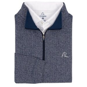 Rhoback Blue Herringbone Quarter-Zip